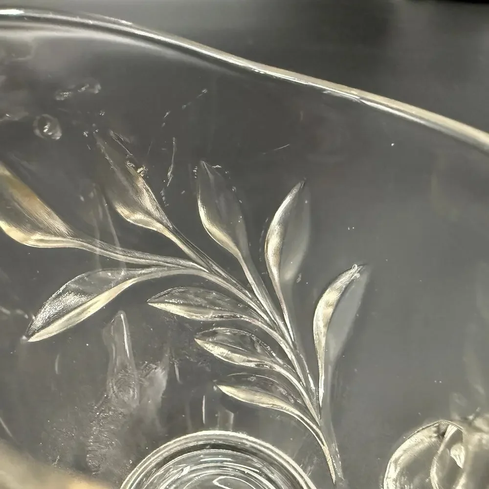 vintage Willow Clear CREAMER Indiana Glass leaf design glassware serving dish